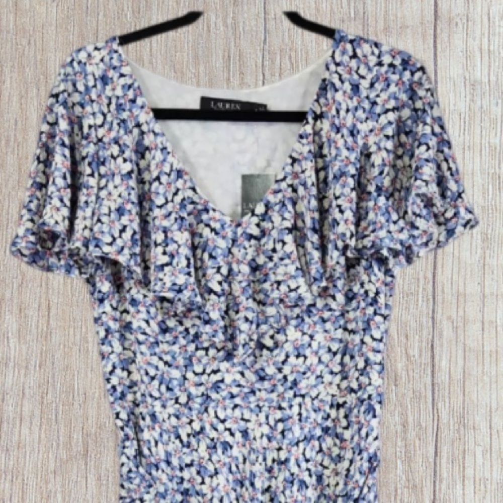 Lauren Ralph Lauren Floral Belted Crepe Dress NWT Size 4 - Picture 7 of 11